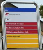 (249'109) - AB/PostAuto-Haltestellenschild - Gais, Bahnhof - am 25.