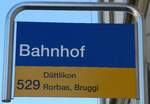 (253'631) - ZVV/PostAuto-Haltestellenschild - Pfungen, Bahnhof - am 11.