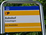 (263'380) - +P-Haltestellenschild - Ermatingen, Bahnhof - am 4. Juni 2024