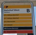 (286'278) - +P-Haltestellenschild - Nebikon, Bahnhof West - am 21.