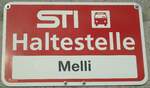 (136'760) - STI-Haltestellenschild - Goldiwil, Melli - am 20.
