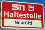 (136'820) - STI-Haltestellenschild - Uebeschi, Neurtti - am 22.