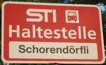 (133'356) - STI-Haltestellenschild - Gwatt, Schorend�rfli - am 21.