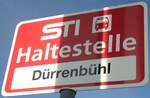 (136'819) - STI-Haltestellenschild - Uebeschi, D�rrenb�hl - am 22.