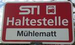 (148'320) - STI-Haltestellenschild - Wangelen, M�hlematt - am 15.