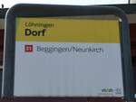 (255'366) - VB/SH-Haltestellenschild - Lhningen, Dorf - am 17. September 2023