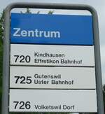 (181'928) - ZVV-Haltestellenschild - Volketswil, Zentrum - am 10.