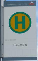 (176'037) - BB-POSTBUS-Haltestellenschild - Jerzens, Feuerwehr - am 20.