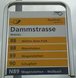 (138'694) - PostAuto-Haltestellenschild - Mhlin, Dammstrasse - am 6.