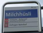 (171'622) - A-welle-Haltestellenschild - Mhlethal, Milchhsli - am 4.