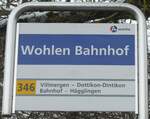 (189'494) - A-welle/PostAuto-Haltestellenschild - Wohlen, Bahnhof - am 19.