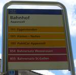 (180'335) - PostAuto/AB-Haltestellenschild - Appenzell, Bahnhof - am 22.