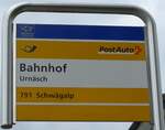 (163'211) - PostAuto-Haltestellenschild - Urnsch, Bahnhof - am 2.