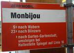 (140'097) - BERNMOBIL-Haltestellenschild - Bern, Monbijou - am 24.