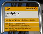 (167'751) - PostAuto-Haltestellenschild - Bern, Inselplatz - am 13.