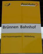 (156'104) - PostAuto-Haltestellenschild - Bern, Brnnen Bahnhof - am 26.