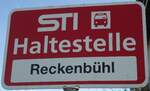 (136'817) - STI-Haltestellenschild - Blumenstein, Reckenbhl - am 22.