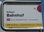 (250'662) - tpf/PostAuto-Haltestellenschild - Boltigen, Bahnhof - am 27.