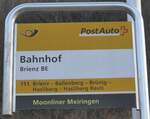 (168'792) - PostAuto-Haltestellenschild - Brienz BE, Bahnhof - am 21.