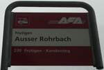 (130'972) - AFA-Haltestellenschild - Frutigen, Ausser Rohrbach - am 15.