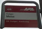 (130'974) - AFA-Haltestellenschild - Frutigen, Meise - am 15.