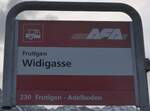 (187'694) - AFA-Haltestellenschild - Frutigen, Widigasse - am 7.