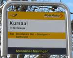 (186'766) - PostAuto-Haltestellenschild - Interlaken, Kursaal - am 3.