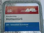 (131'683) - AFA-Haltestellenschild - Kandersteg, Httentrli - am 26.