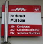(281'951) - AFA-Haltestellenschild - Kandersteg, Museum - am 31. Oktober 2025