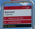 (252'836) - aare seeland mobil-Haltestellenschild - Langenthal, Bahnhof - am 20.