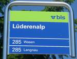 (206'879) - bls-Haltestellenschild - Lderenalp, Lderenalp - am 30.