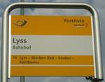 (147'902) - PostAuto-Haltestellenschild - Lyss, Bahnhof - am 8.