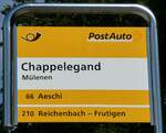 (237'563) - PostAuto-Haltestellenschild - Mlenen, Chappelegand - am 26.