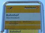 (194'492) - PostAuto-Haltestellenschild - Oberdiessbach, Bahnhof - am 1.