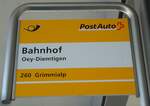 (143'203) - PostAuto-Haltestellenschild - Oey-Diemtigen, Bahnhof - am 17.