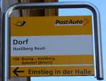 (286'012) - PostAuto-Haltestellenschild - Hasliberg Reuti, Dorf - am 7.