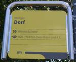 (153'971) - STI-Haltestellenschild - Reutigen, Dorf - am 17.