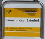 (188'471) - PostAuto-Haltestellenschild - Saanenmser, Bahnhof - am 12.