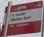 (200'646) - AFA-Haltestellenschild - St. Stephan, Matten Dorf - am 6. Januar 2019