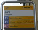 (181'055) - PostAuto-Haltestellenschild - Tavannes, gare - am 12.