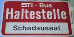 (128'177) - STI-Haltestellenschild - Thun, Schadausaal - am 1.