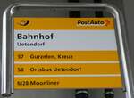 (230'895) - PostAuto-Haltestellenschild - Uetendorf, Bahnhof - am 22.