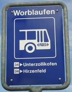 (132'434) - RBS-Haltestellenschild - Worblaufen, worblaufen - am 24.