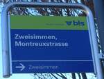 (178'661) - bls-Haltestellenschild - Zweisimmen, Montreuxstrasse - am 19.