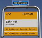 (233'832) - PostAuto-Haltestellenschild - Ddingen, Bahnhof - am 12.