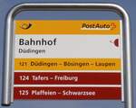 (233'833) - PostAuto/tpf-Haltestellenschild - Ddingen, Bahnhof - am 12.