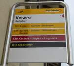 (189'824) - PostAuto/tpf-Haltestellenschild - Kerzers, Bahnhof - am 1.