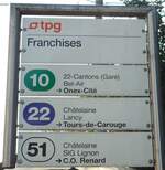 (132'850) - tpg-Haltestellenschild - Genve, Franchises - am 10.