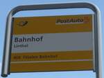 (226'787) - PostAuto-Haltestellenschild - Linthal, Bahnhof - am 25.