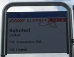 (226'788) - GLARNER BUS-Haltestellenschild - Linthal, Bahnhof - am 25.